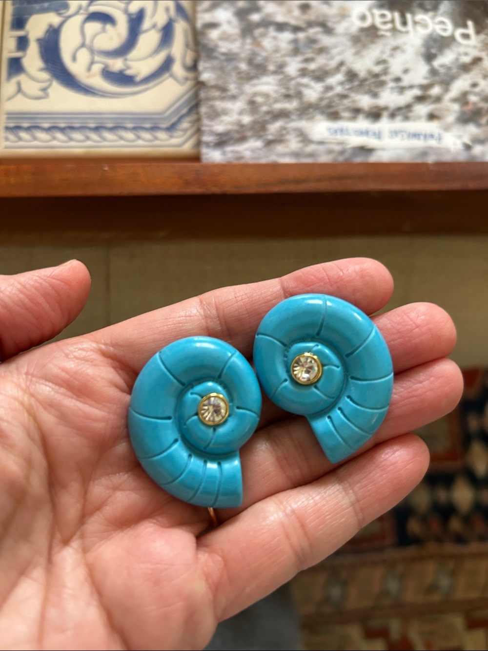 Turquoise Alice Spiral Nautilus Stud Earrings from Tuckernuck